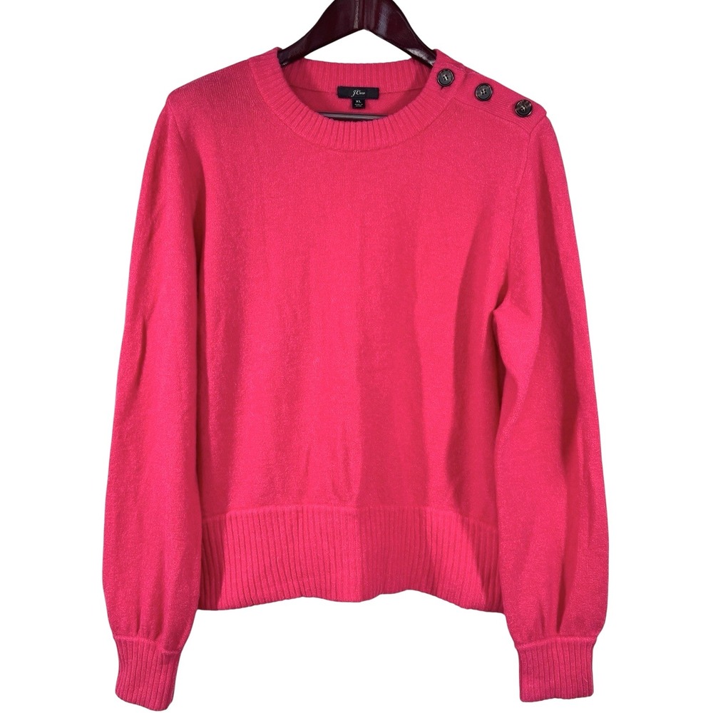 J Crew Wool Alpaca Blend Oversized Sweater Sz XL Pink Super Soft Cozy Buttons